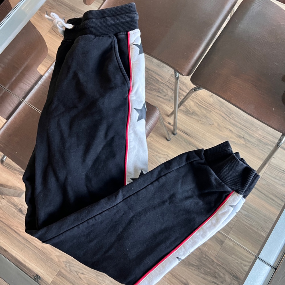Women's Black and Gray Joggers with Star Design